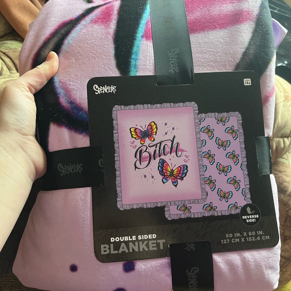 Spencer's Reversible Throw Blanket with Butterfly Design